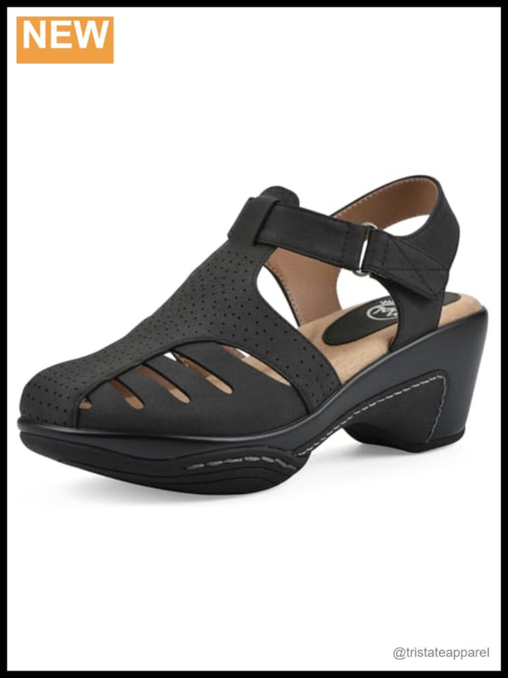 White Mountain Women's Heeled Cut-Out Clog with Cushioned Insole and Adjustable
